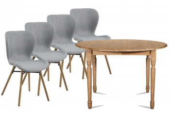 Table ronde pieds tournés 115 cm VICTORIA + 4 chaises Matilda