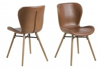 Chaises simili cuir et bois - MATILDA (Lot de 2)
