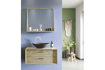 MEUBLE DE SALLE DE BAIN EN BOIS 80 CM - vasque en pierre - ENSEMBLE FUJI