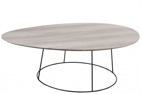 Grande table basse ovale en bois et métal - PEARL