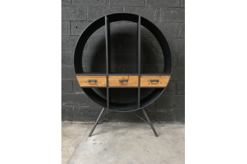 Bibliothèque ronde bois et métal TAUNO