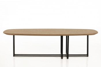 TABLE BASSE MODERNE ELLIPSE EN BOIS ET METAL - BRIGHTON