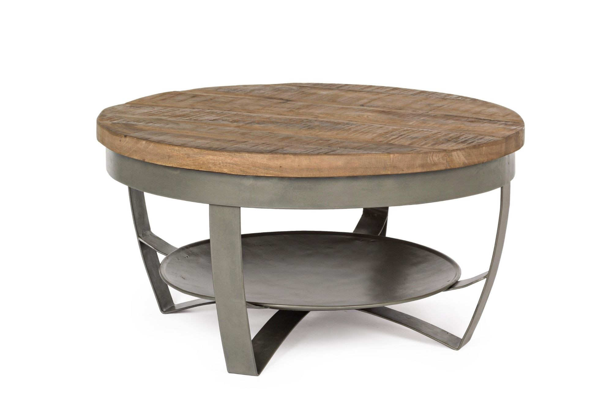 table basse ronde en bois et métal