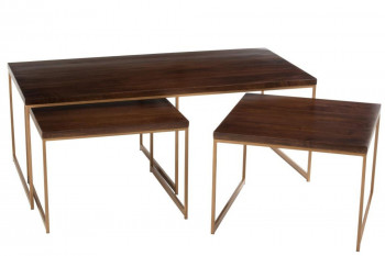 Tables basses gigogne en manguier et métal or - RAPH