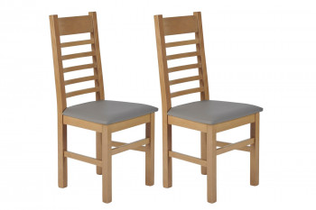 Chaises en hêtre et assise colorée simili (lot de 2) - BOSTON