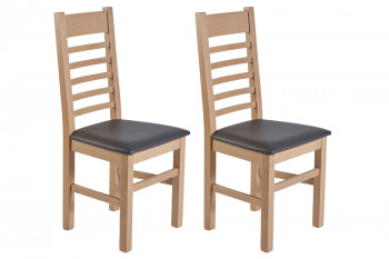 Chaises en hêtre et assise colorée similicuir (lot de 2) - BOSTON