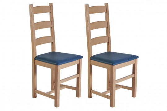 Chaises en bois - assise simili colorée (lot de 2) - RIGA