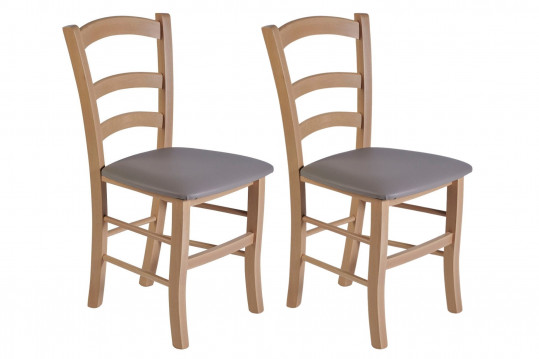 Chaises bois chêne clair - assise simili colorée (lot de 2) - TINA