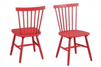 Occasion Lot de 2 chaises bois hévéa TOLEDO - coloris rouge