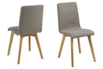 Chaises tissu et bois chêne - ROSA (Lot de 2)