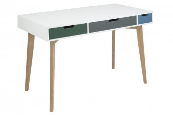RECONDITIONNE - Bureau Karl 3 tiroirs de couleurs
