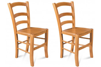 OCCASION Chaises bois - assise bois- TINA (Lot de 2)