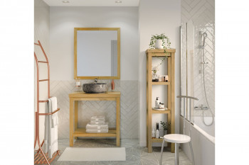 Miroir de salle de bain rectangulaire en bois 80 cm - PARIS