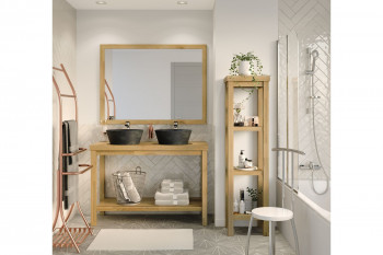 Miroir de salle de bain rectangulaire en bois 120 cm - PARIS