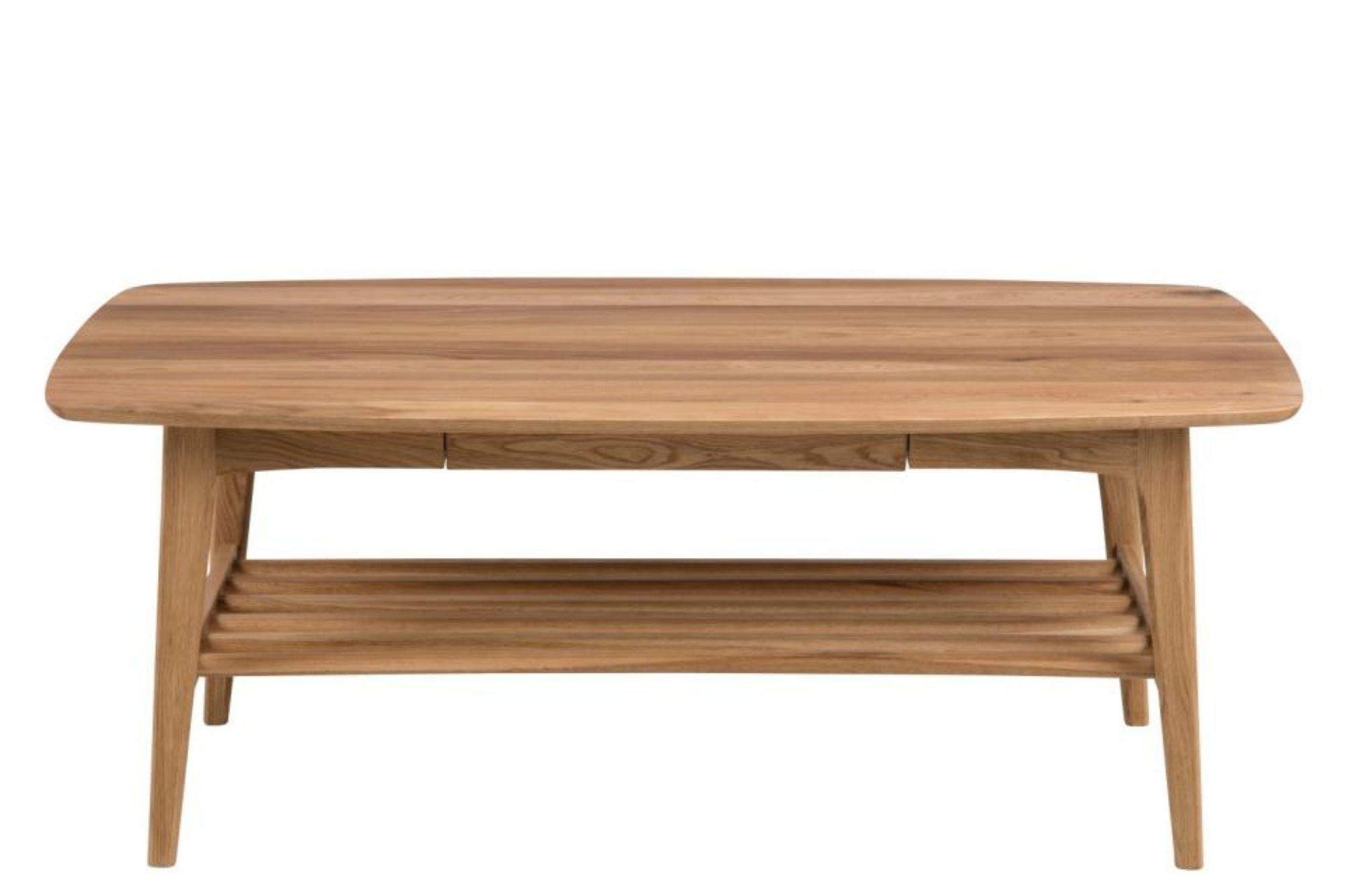 Table basse scandinave rectangulaire en bois massif avec rangement - ELEA