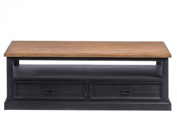 Table basse en bois noir 4 tiroirs 1 niche - DALILA