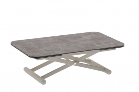 Table basse relevable et extensible L120/190 céramique pied gris - NORA
