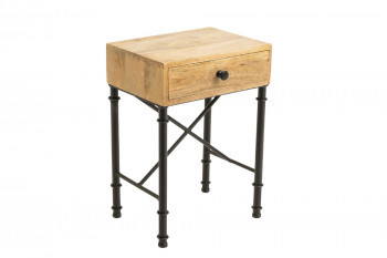 Table de chevet en bois et métal 1 tiroir - AUGUSTIN