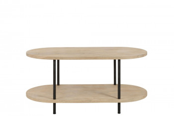 Table basse en bois de manguier à double plateau et en métal - SALI
