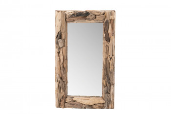 Grand miroir rectangulaire en bois flotté