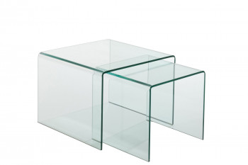 Tables basses carrées gigognes en verre L65 (set de 2) - GALLE