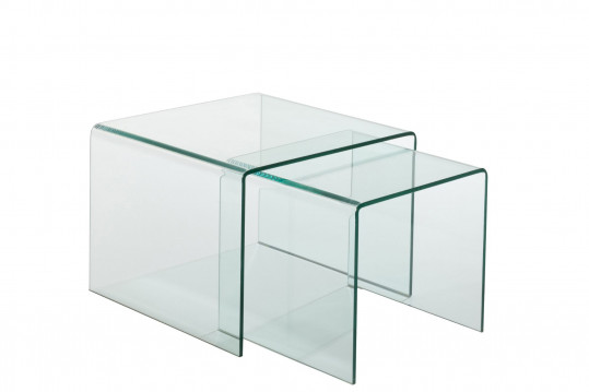Tables basses carrées gigognes en verre L65 (set de 2) - GALLE