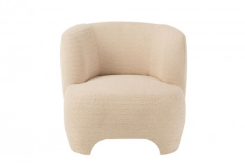 Fauteuil en tissu bouclette blanc cassé - EDELWEISS