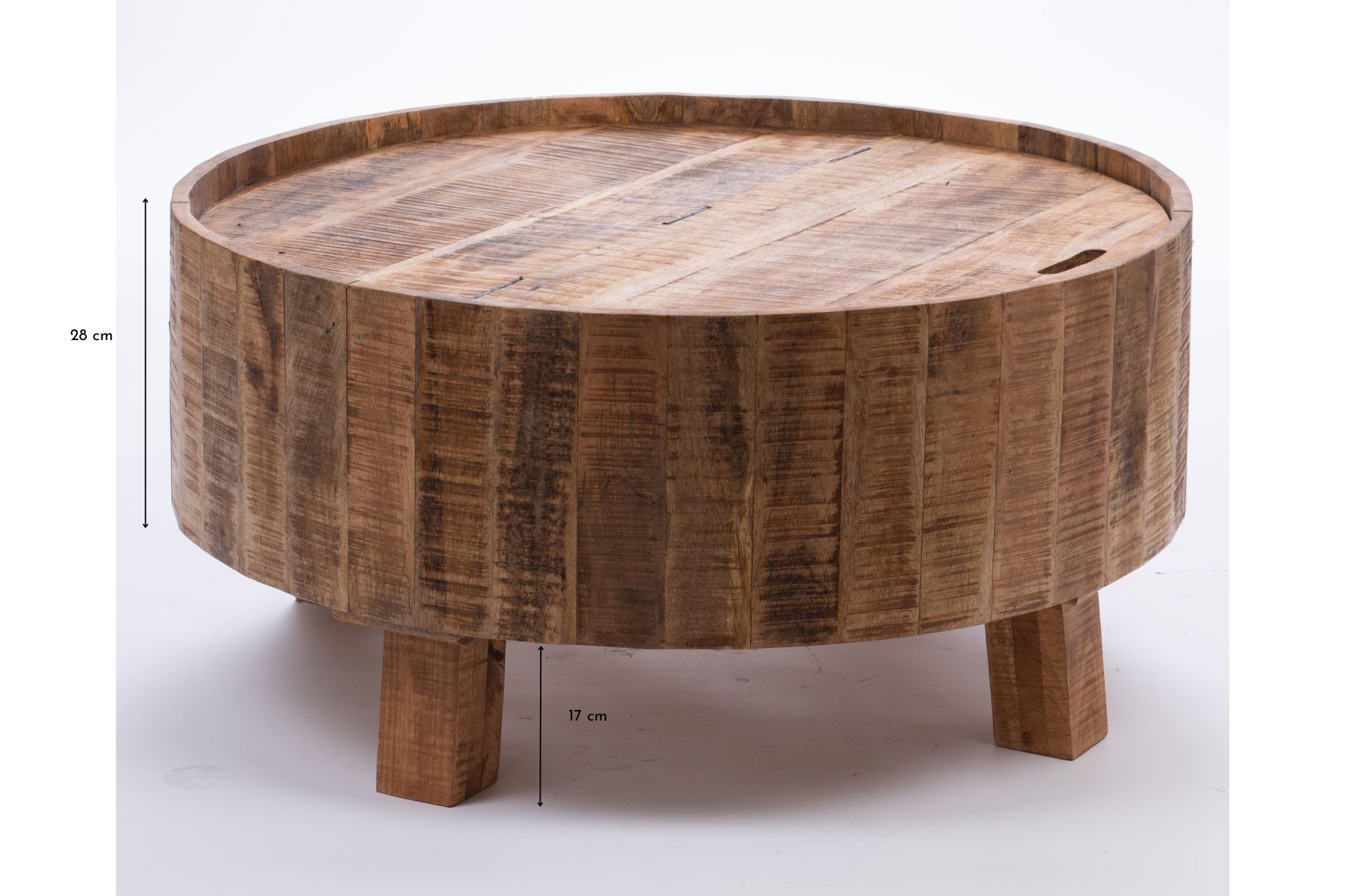 Lot de 2 tables basses rondes en bois de manguier massif