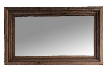 Miroir rectangulaire en bois recyclé foncé H150 - CAIO