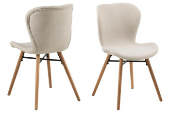 Chaises tissu et bois chêne (lot de 2) - MATILDA