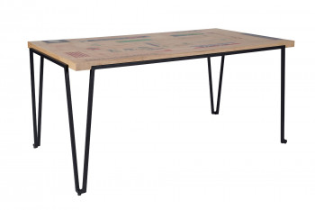 Table indus rectangulaire en bois recyclé et pied métal L160 - DEMETER
