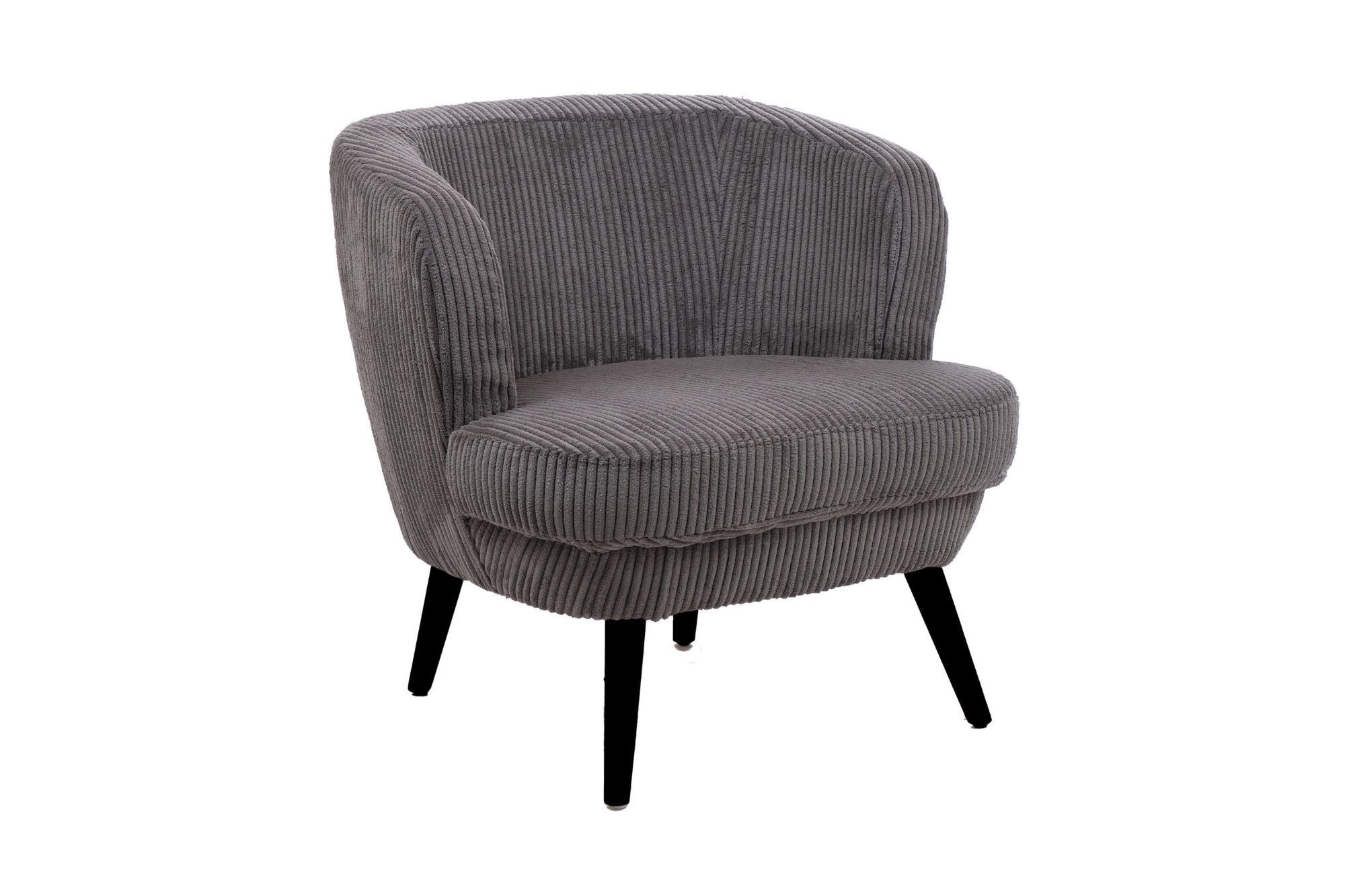 Fauteuil crapaud en velours côtelé gris et pieds noirs Fauteuil crapaud en velours côtelé gris et pieds noirs