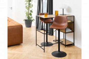 Tabourets de bar simili piétement tulipe métal noir (lot de 2) - JACK