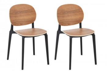 Chaises de salle à manger naturel/noire style japandi (lot de 2) - YUMI