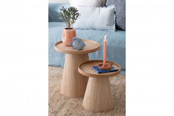 Tables basses rondes en bois naturel (set de 2) - AGATHE