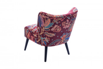 Fauteuil crapaud en velours prune à motifs - VIOLETTE