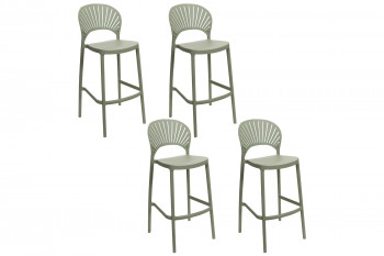 Tabourets de bar empilables vert sauge (lot de 4) - MILO