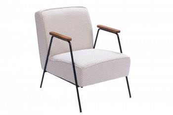 Fauteuil en tissu à chevrons ivoire et gris - SINTRA