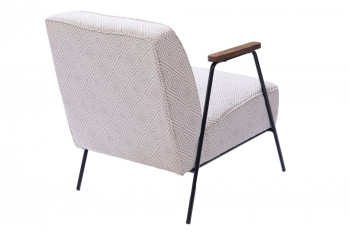 Fauteuil en tissu à carreaux ivoire et gris - SINTRA