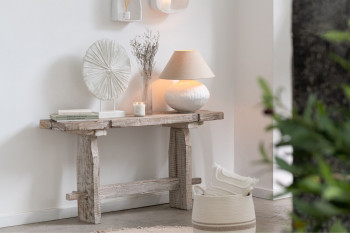 Console en bois brut recyclé blanc délavé L150 - UTAH