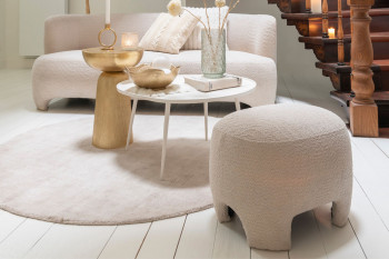 Pouf en tissu bouclette blanc cassé - EDELWEISS