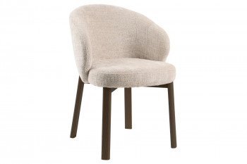 Chaises en tissu beige et pieds chêne fumé (lot de 2) - YUNA