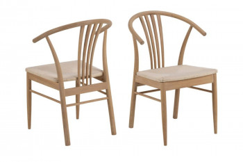 Chaises en chêne blanchi et assises tressées (lot de 2) - ASTA