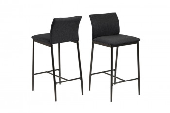 Tabourets de bar en métal et tissu gris (lot de 2) - FAUST