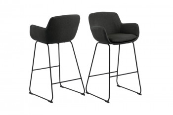 Tabourets de bar à accoudoirs en tissu gris (lot de 2) - SILA