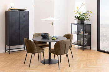 Buffet haut scandinave en métal noir 2 portes - HARLOW