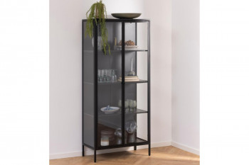 Vitrine scandinave en métal noir 2 portes vitrées - HARLOW