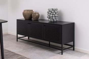 Buffet bas scandinave en métal noir 3 portes L160 - HARLOW