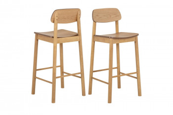 Tabourets de bar avec dossier en bois naturel (lot de 2) - IZIA