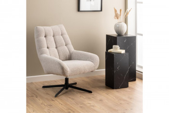 Fauteuil lounge pivotant en tissu bouclette - BERLIN